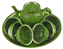 Набор чайный Риштанская Керамика, 9 предметов, зеленый от магазина Казан мангал 24 Екареринбург