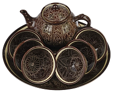 Набор чайный Риштанская Керамика, 9 предметов, коричневый от магазина Казан мангал 24 Екареринбург