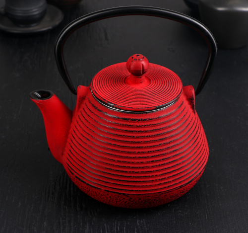 Чайник с ситом «Атьяф», 1 л, красный, эмалированный внутри от магазина Казан мангал 24 Екареринбург фото 3