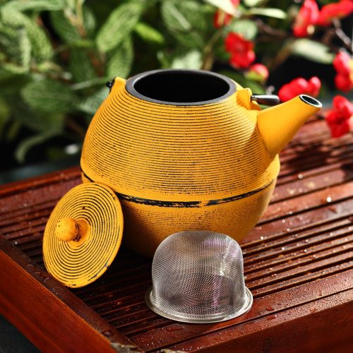 Чайник с ситом 1 л "Аман" с эмалированным покрытием, цвет желтый от магазина Казан мангал 24 Екареринбург фото 3