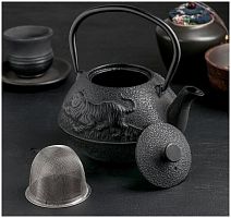 Чайник с ситом 700 мл "Золотой дракон", черный, эмалированное пок от магазина Казан мангал 24 Екареринбург