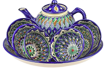 Набор чайный Риштанская Керамика, 9 предметов, синий от магазина Казан мангал 24 Екареринбург