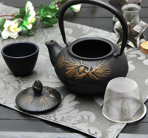 Чайник с ситом 500 мл "Циру. Золото", цвет черный от магазина Казан мангал 24 Екареринбург фото 7