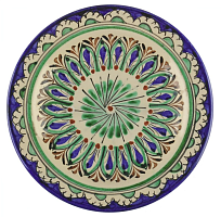 Тарелка плоская Риштанская Керамика 17 см. синяя от магазина Казан мангал 24 Екареринбург