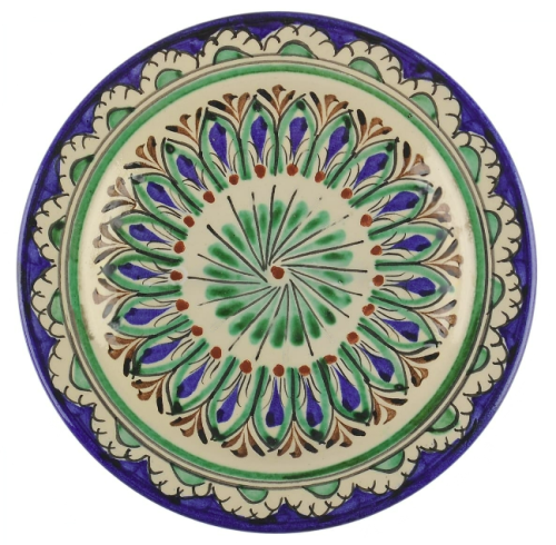 Тарелка плоская Риштанская Керамика 17 см. синяя от магазина Казан мангал 24 Екареринбург