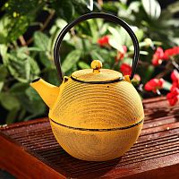Чайник с ситом 1 л "Аман" с эмалированным покрытием, цвет желтый от магазина Казан мангал 24 Екареринбург