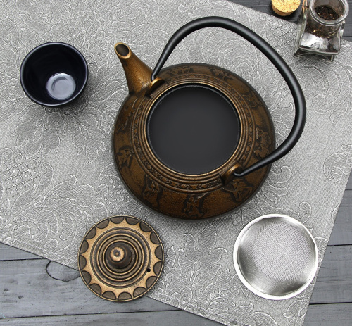 Чайник с ситом 600 мл "Виктори. Золото", цвет черный от магазина Казан мангал 24 Екареринбург фото 3