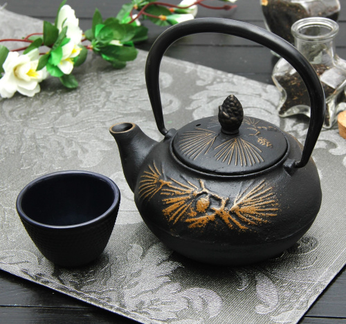 Чайник с ситом 500 мл "Циру. Золото", цвет черный от магазина Казан мангал 24 Екареринбург фото 8