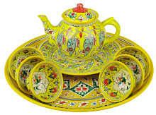 Набор чайный Риштанская Керамика, 9 предметов, желтый от магазина Казан мангал 24 Екареринбург